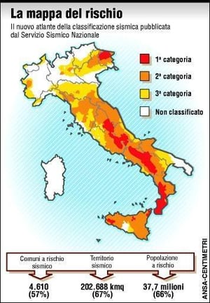 Mappa rischio sismico Italiano