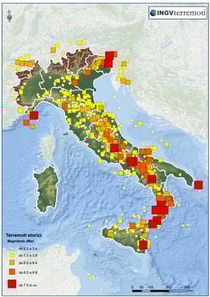 Mappa sismica terremoti italiani